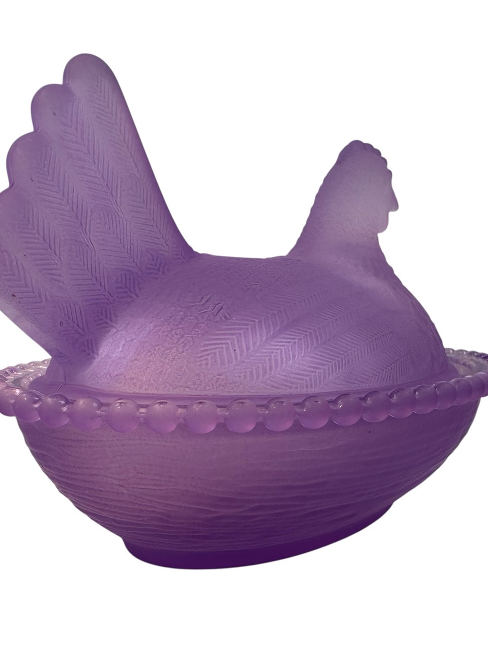 Rose’s Closet Purple Satin Glass Hen on Nest 3 1/2” tall 4 3/4” long New - Picture 5 of 9